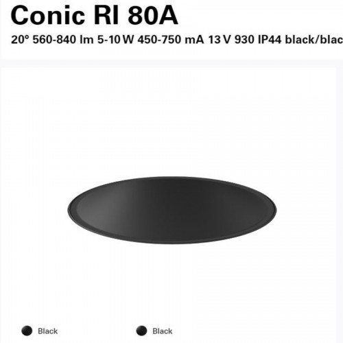 Recessed Adj DL, Intra Lighting#Conic RI 80A 20deg 3000K BK/BK